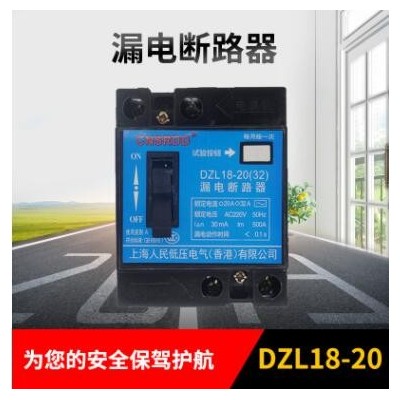 上海人民DZL18-20A DZ18L-32A家用漏電保護開關 漏保開關斷路器